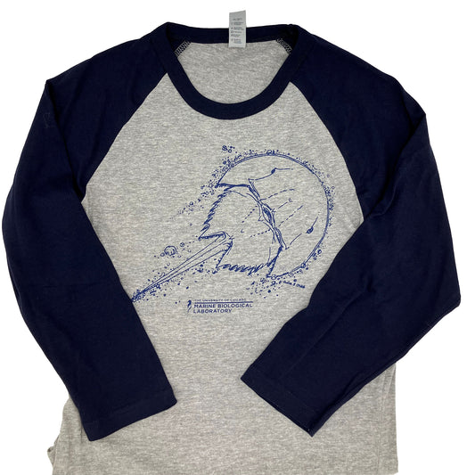 Unisex 3/4 Sleeve Baseball Tee with Horseshoe Crab Design