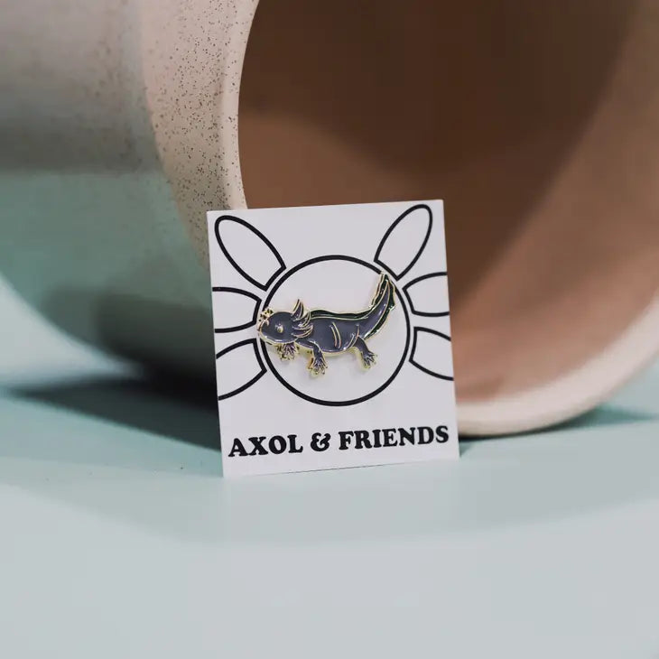 Gray Axolotl Pin - Soft Enamel, Gold