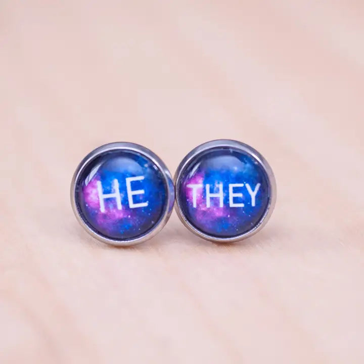 Pronoun earrings