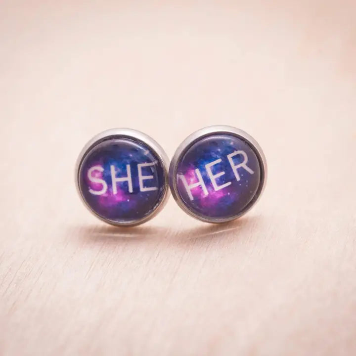 Pronoun earrings