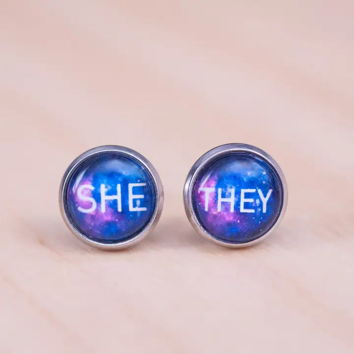 Pronoun earrings