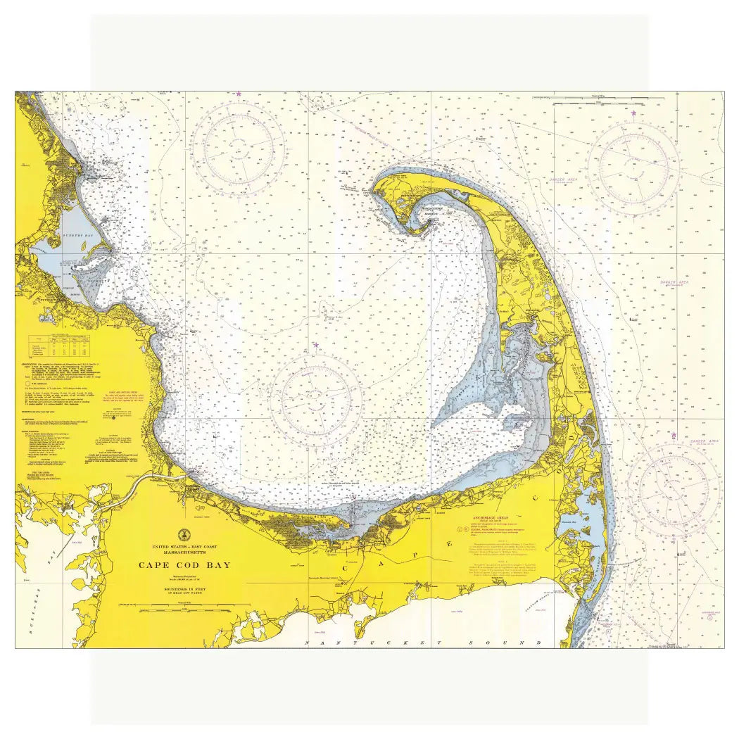 Cape Cod Bay Nautical Chart Greeting Card