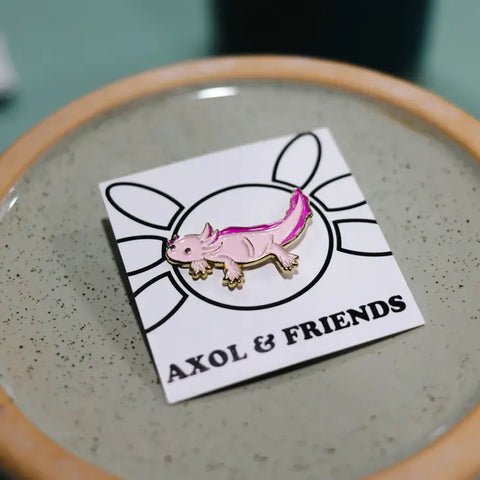 Pink Axolotl Pin - Soft Enamel, Gold